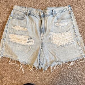 American Eagle Distressed Light Blue Denim Shorts